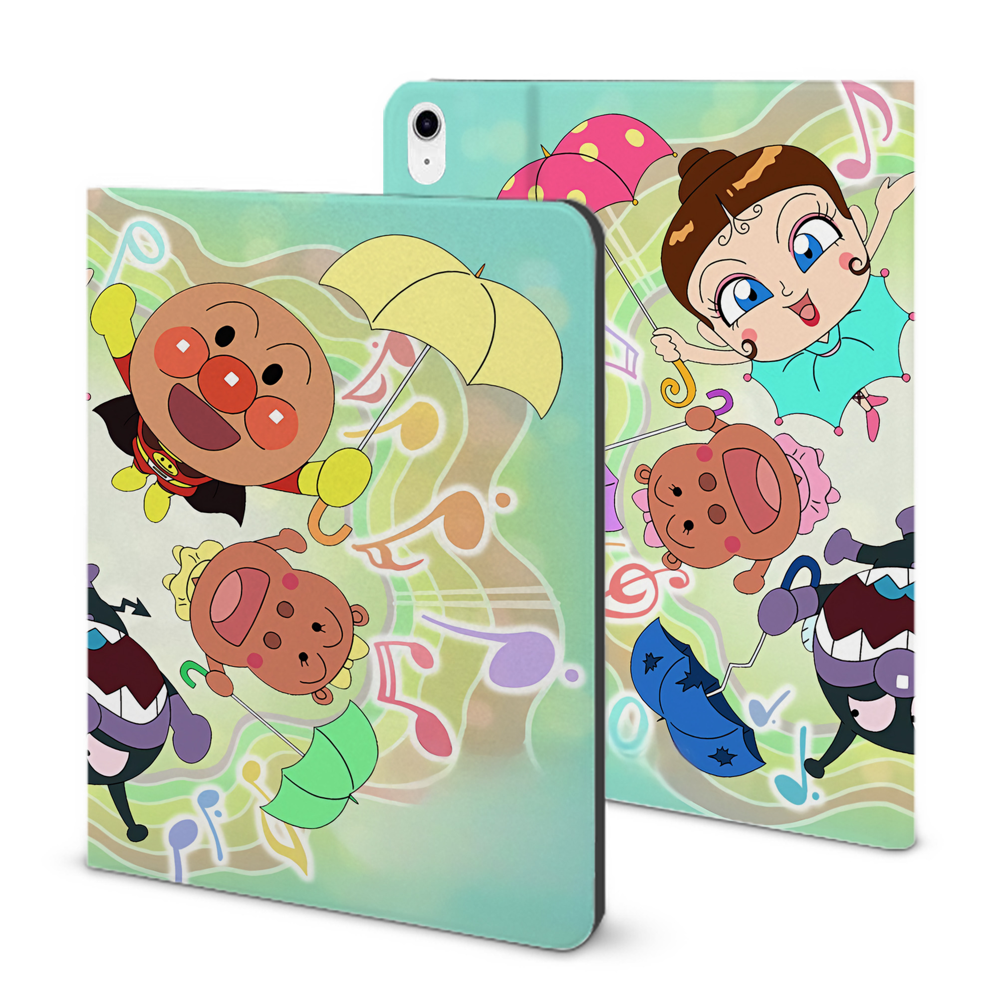 （画像用） アンパンマン Anpanman IPad ケース ブック型 PUレザー TPU 耐衝撃 軽量 薄型 ペン収納なし 全面保護 IPad 各モデル対応